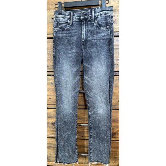 Mother Jeans Womens 24 Black High Waisted Rascal Ankle Snippet Train Stops Denim - Picture 1 of 9